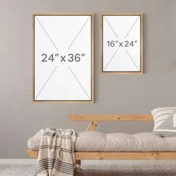 MUDECOR Framed Canvas Print Wall Art Monochromatic Gradient Abstract Minimalist Gray Illustrations Modern Art Decorative Bohemian Colorful Chic for Living Room, Bedroom, Office - 16"x24"x2 NATURAL