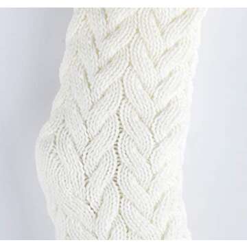 ABSOFINE Christmas stockings, 18 Inches 4PCS White Knit Farmhouse Christmas Stockings with Blank Wooden Card, Large Boho Christmas Decorations Hanging Stockings for Family, Fireplace