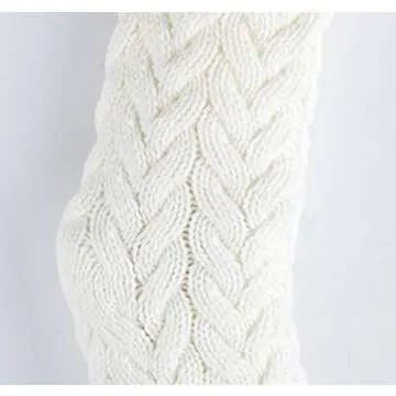 ABSOFINE Christmas stockings, 18 Inches 4PCS White Knit Farmhouse Christmas Stockings with Blank Wooden Card, Large Boho Christmas Decorations Hanging Stockings for Family, Fireplace