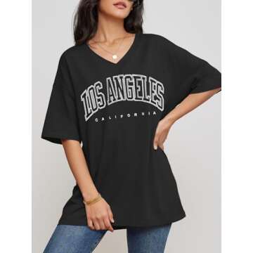 ATHMILE Womens Summer Oversized Shirts V Neck Business Casual Workout Tops Beach Vacation 2025 Gym C...