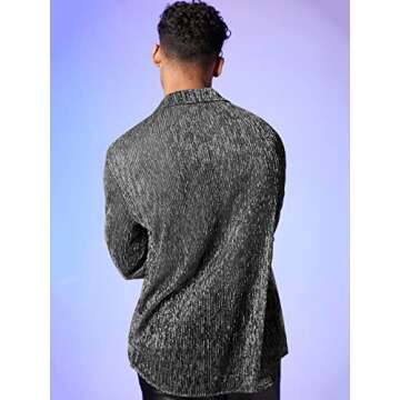 WDIRARA Men's Sheer Mesh See Through Glitter Button Front Long Sleeve Shirt Tops