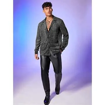 Shop WDIRARA Men's Glitter Long Sleeve Shirt Online