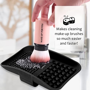 Makeup Brush Cleaner Mat with Back Strap for Easy Cleaning