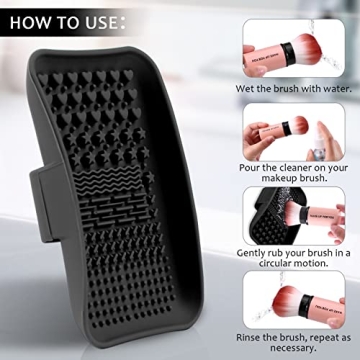 Makeup Brush Cleaner Mat with Back Strap for Easy Cleaning