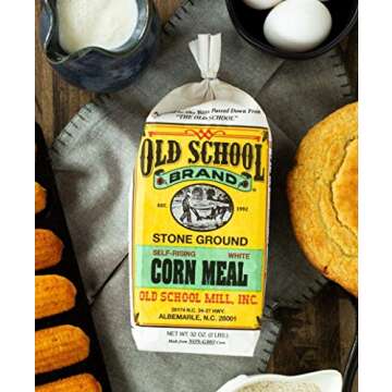 Authentic Old School Brand Stone Ground, Self-Rising, White Cornmeal (30 Ounce Bag) - Made with NON-GMO Select North Carolina White Corn