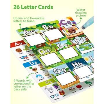 Coogam Alphabet Water Coloring Cards, Aqua Painting Doddle Flashcards, Drawing 26 Letters ABC Words, Educational Learning Toy Gift for 3 4 5 Year Old Kids Toddlers
