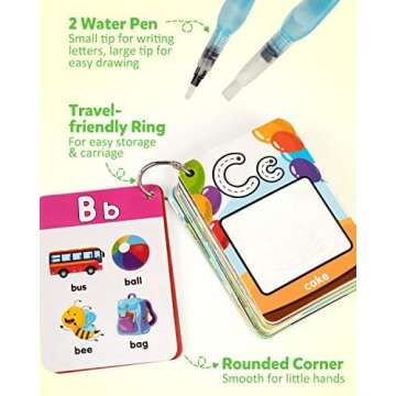 Coogam Alphabet Water Coloring Cards, Aqua Painting Doddle Flashcards, Drawing 26 Letters ABC Words, Educational Learning Toy Gift for 3 4 5 Year Old Kids Toddlers