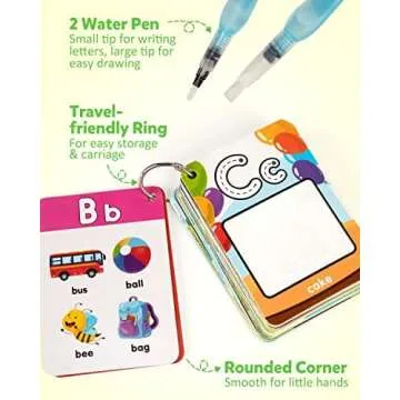 Coogam Alphabet Water Coloring Cards, Aqua Painting Doddle Flashcards, Drawing 26 Letters ABC Words, Educational Learning Toy Gift for 3 4 5 Year Old Kids Toddlers