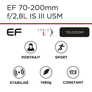 Canon EF 70-200mm f/2.8L is III USM Lens - Telephoto Zoom Lens for Photo & Video - 3.5-Stop Image Stabilizer - Event, Sport, Wildlife Photography