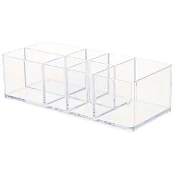 iDesign Divided Bathroom Vanity Organizer, 7.5" x 5.5 x 3.75, Set of 2Clear