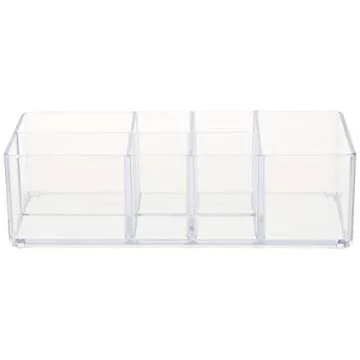 iDesign Divided Bathroom Vanity Organizer, 7.5" x 5.5 x 3.75, Set of 2Clear