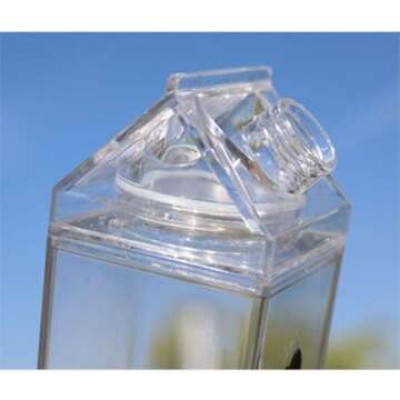 Jinberry 1000ml/34oz Cute Leakproof Clear Milk Carton Water Bottle Portable Drinkware for Outdoor Climbing Tour or Camping