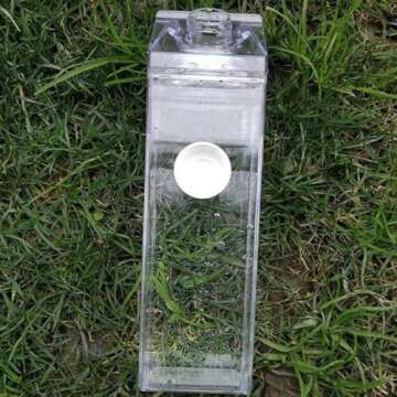 Jinberry 1000ml/34oz Cute Leakproof Clear Milk Carton Water Bottle Portable Drinkware for Outdoor Climbing Tour or Camping