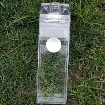 Jinberry 1000ml/34oz Cute Leakproof Clear Milk Carton Water Bottle Portable Drinkware for Outdoor Climbing Tour or Camping