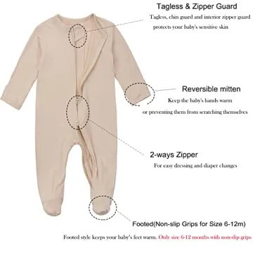 Aablexema Baby Footie Pajamas Zipper Cozy Bamboo Pjs