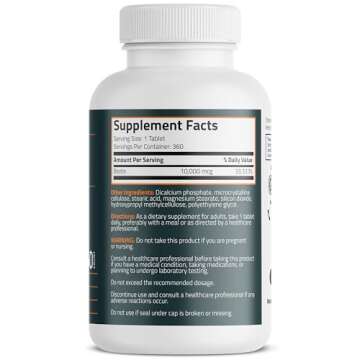 Bronson Biotin 10,000mcg, Supports Healthy Hair, Skin and Nails, Vegetarian, Non-GMO, 360 Tablets