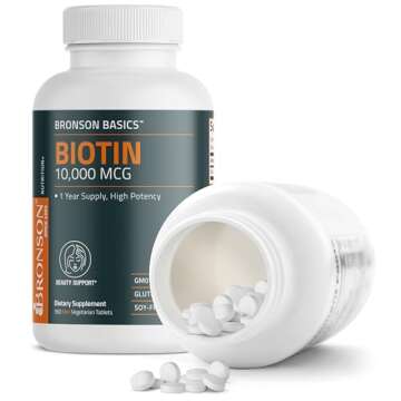 Bronson Biotin 10,000mcg, Supports Healthy Hair, Skin and Nails, Vegetarian, Non-GMO, 360 Tablets