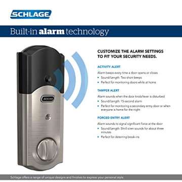 SCHLAGE BE469ZP CAM 716 SCHLAGE Connect Smart Deadbolt With Alarm Inbuilt Camelot Trim In Aged Bronze.