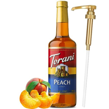 Torani Peach Syrup for Ice Tea & Drinks 25.4 Ounces, Torani with Little Squirt Syrup Pump