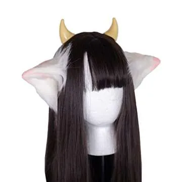 MOEFLAVOR Anime Cow Ears Plush Headband for Cosplay