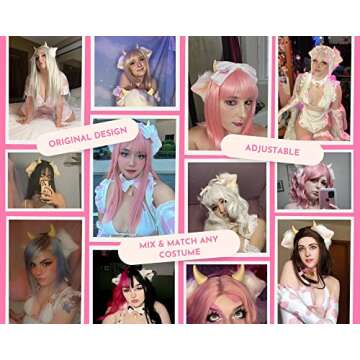 MOEFLAVOR Anime Cow Ears Plush Headband for Cosplay