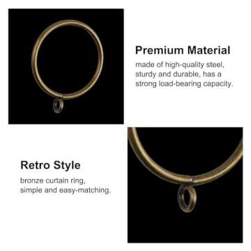 INCREWAY 24pcs Metal Curtain Rings with Eyelet Window Rings with Eyelets 2" Inner Diameter Decorative Drapery Loop (Bronze)