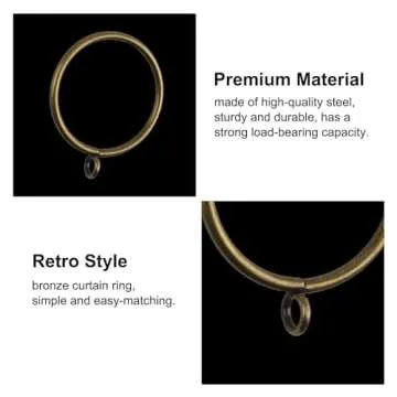 INCREWAY 24pcs Metal Curtain Rings with Eyelet Window Rings with Eyelets 2" Inner Diameter Decorative Drapery Loop (Bronze)