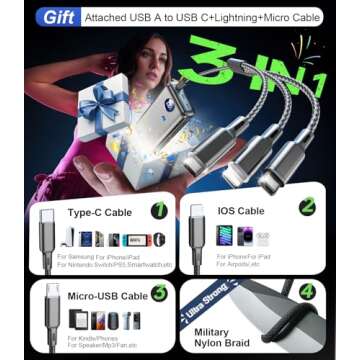 IAPOS Portable Charger - 40,000mAh Fast Charging Power Bank with 3-in-1 Cable