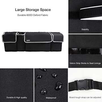 Backseat Trunk Organizer for All Cars - Durable & Easy Install