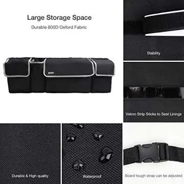 Backseat Trunk Organizer for All Cars - Durable & Easy Install