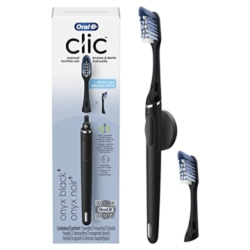Oral-B Clic Toothbrush: Eco-Friendly Matte Black with Bonus Head & Magnetic Holder