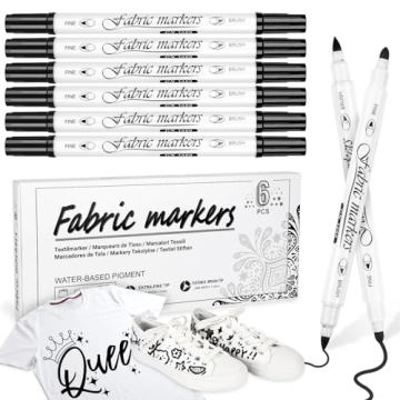 Premium Black Fabric Markers for Creative Gifts - 6 Pack