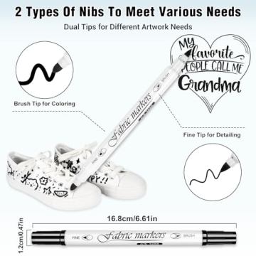 Premium Black Fabric Markers for Creative Gifts - 6 Pack