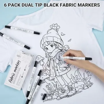 Premium Black Fabric Markers for Creative Gifts - 6 Pack