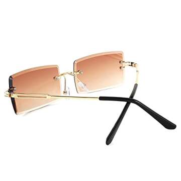 FEISEDY Vintage Rimless Sunglasses Rectangle Frameless Candy Color Glasses Women Men B2642