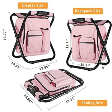 Kikerike Backpack Stool Cooler Chair 400 LBS Max Load