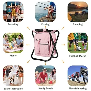 Kikerike Backpack Stool Cooler Chair 400 LBS Max Load
