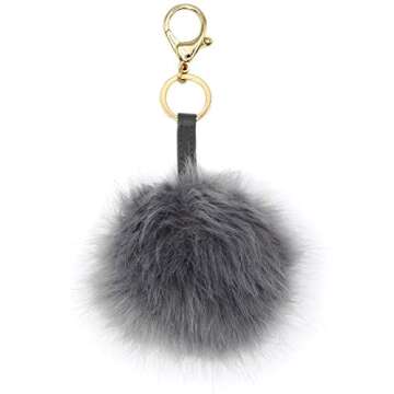 Itzy Ritzy Diaper Bag Charm, Purse Charm and Keychain; Pouf Measures 4” in Diameter; Features Dura...