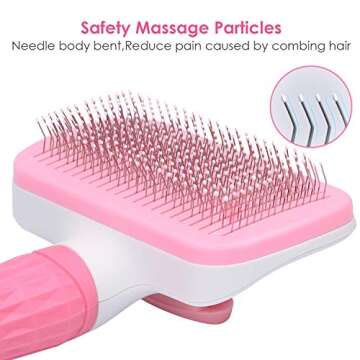 TIMINGILA Self Cleaning Slicker Brush for Dogs and Cats,Pet Grooming Tool,Removes Undercoat,Shedding Mats and Tangled Hair,Dander,Dirt, Massages particle,Improves Circulation (Pink)