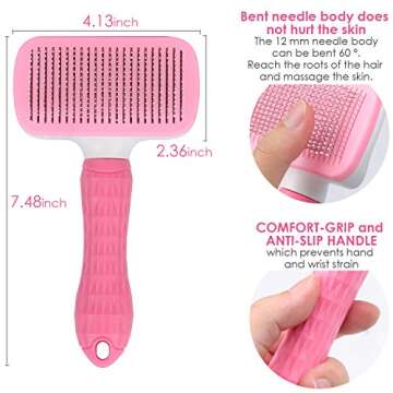 TIMINGILA Self Cleaning Slicker Brush for Dogs and Cats,Pet Grooming Tool,Removes Undercoat,Shedding Mats and Tangled Hair,Dander,Dirt, Massages particle,Improves Circulation (Pink)