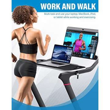 New Tread Laptop Tray, Treadmill Desk Tray, Upgrade 36" Treadmill Tray Compatible with The New Peloton Tread, Ergonomic Tread Tray for Laptop, Easy Mount Exercise Workstation with Protective Strip