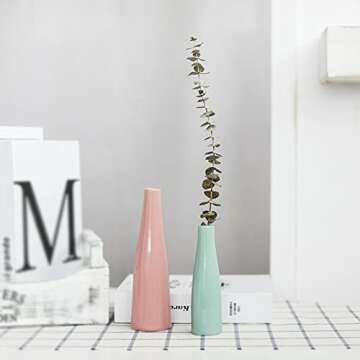WAYUTO Small Ceramic Vase Set of 2 - Elegant Minimalist Flower Bud Vases