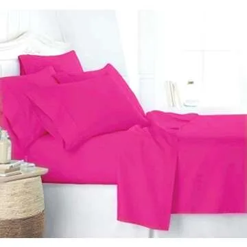 KBC linen 6 Piece Hotel Luxury Ultra-Soft 100% Cotton Bed Sheets Set, 21" - 24" Deep Pocket Fitted Sheet, Wrinkle Free, Real 800 Thread Count Bedding Set (King, Hot Pink)