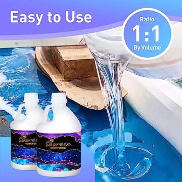 Bsrezn 1 Gallon Epoxy Resin Kit, Crystal Clear Hard Casting Resin and Curing Agent Hardener Resina Epoxica Transparente 2 Part Resin Art Supplies for Bar Table top Countertop Craft-Anti Yellowing 1:1