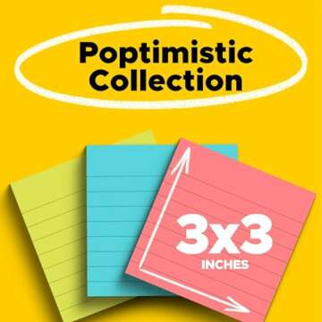 Post-it Notes, 3x3 in, 3 Pads, Bright Colors for Organization