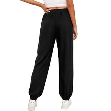 Saloogoe Womens Sweatpants with Pockets Black Sweat Pants for Womens Baggy Joggers Fall Fashion Outfits 2023 M