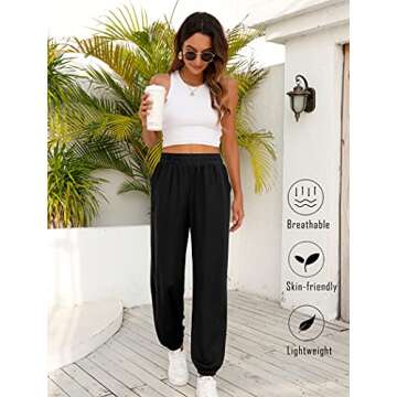 Saloogoe Womens Sweatpants with Pockets Black Sweat Pants for Womens Baggy Joggers Fall Fashion Outfits 2023 M