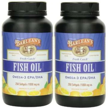 Barlean's Fresh Catch Fish Oil, 250 softgels/1000 mg Orange Flavored - Pack of 2