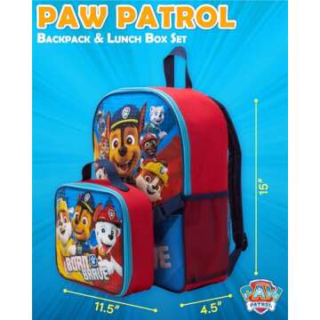 Fast Forward Kids Backpack - Disney Frozen Spider-Man Paw Patrol - 15" School Bookbag with Lunch Box...