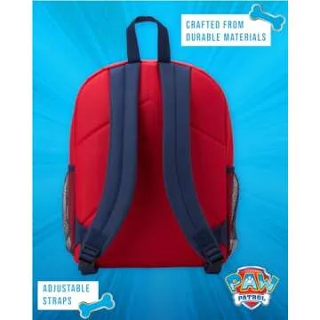Fast Forward Kids Backpack - Disney Frozen Spider-Man Paw Patrol - 15" School Bookbag with Lunch Box for Boys and Girls, Paw Blue/Red